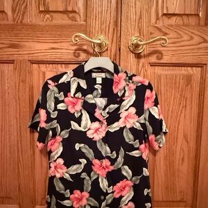 Tommy Bahama Dark Shirt with Floral Accents